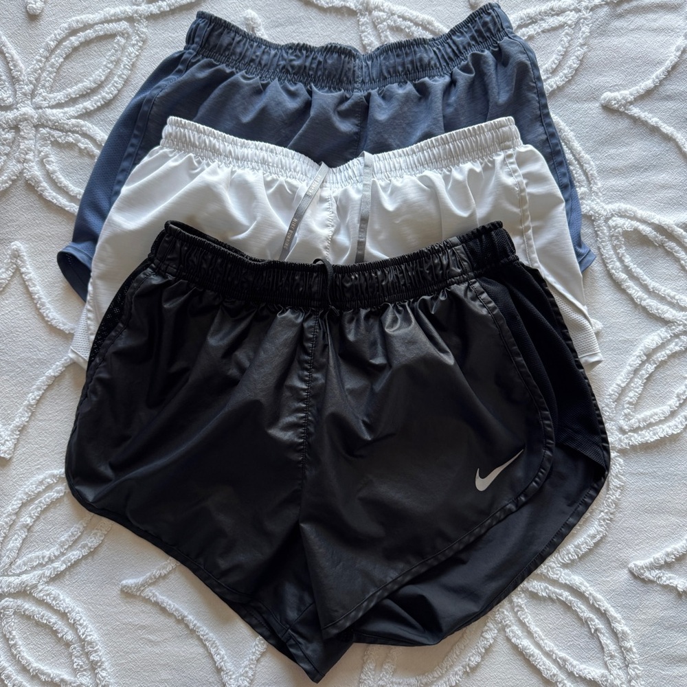 Nike Tempo Shorts Size Medium LOT OF 3 PAIRS Black Blue White Running Workout